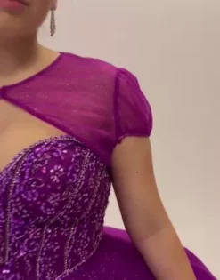 Beaded Bodice Ball Gown Quince Dress With Bolero -Blissful Brides Shop fr2207 bolero PDP